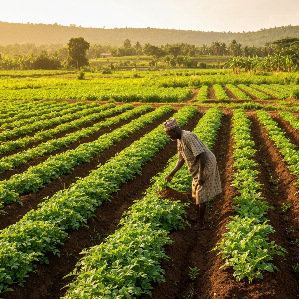 Derose digital farming landscape with thriving crops